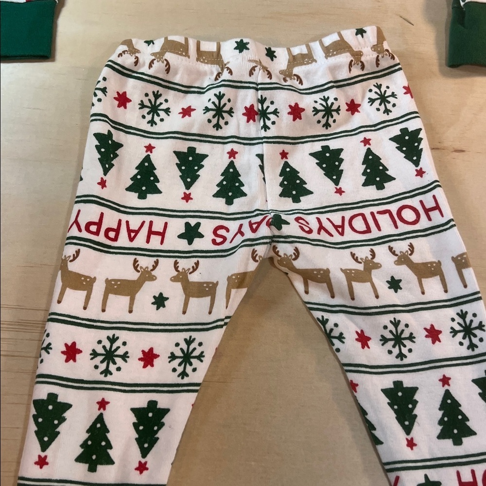 Carter's Green and Red Holiday Pajama Set 100 % Cotton Sz 18M - Picture 5 of 8